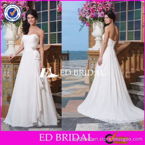 CE732 Simply Strapless Sexy Backless White Chiffon Country Style Wedding Dresses